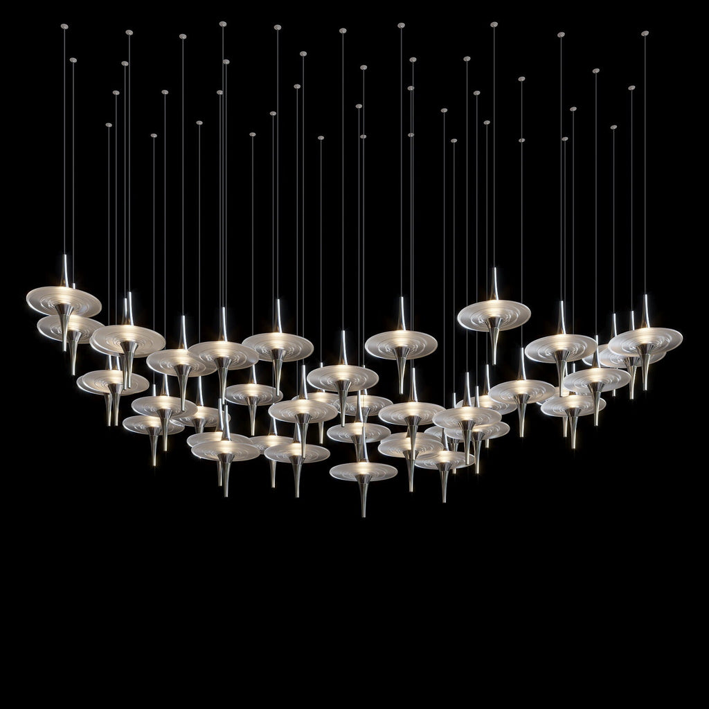 Ivory Saucer Orbit Chandelier