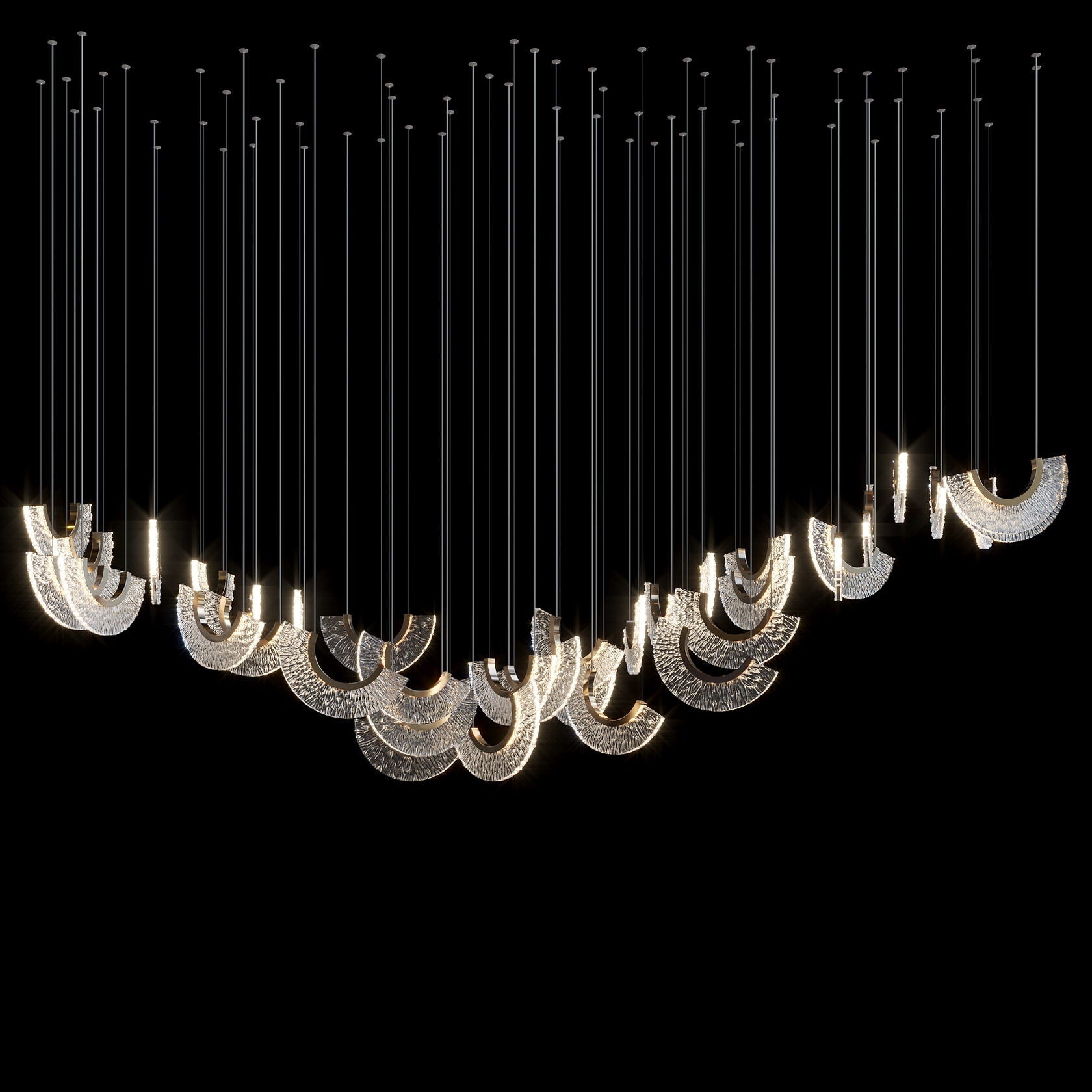 Crystal Fan Arc Chandelier