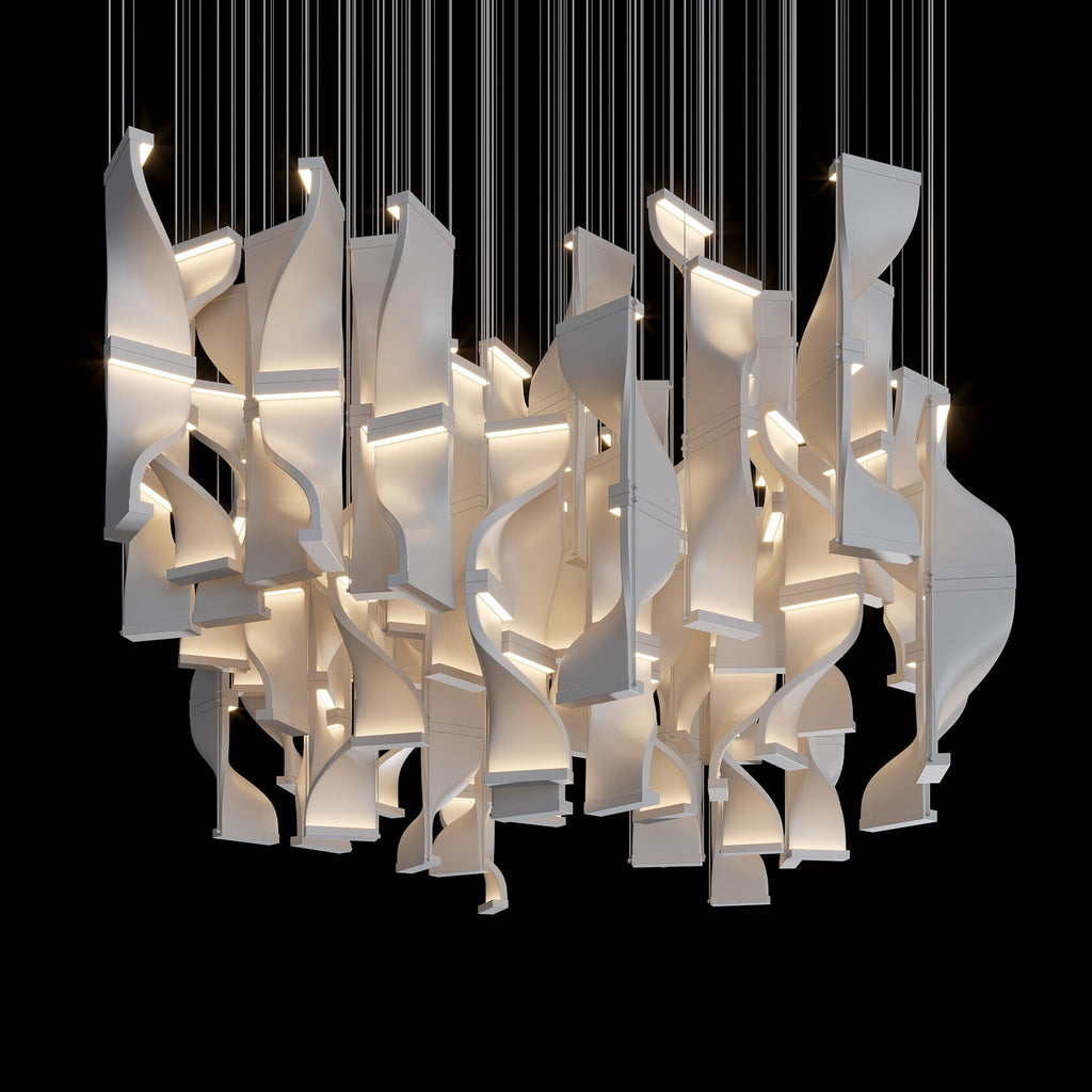 White Ribbon Wave Chandelier