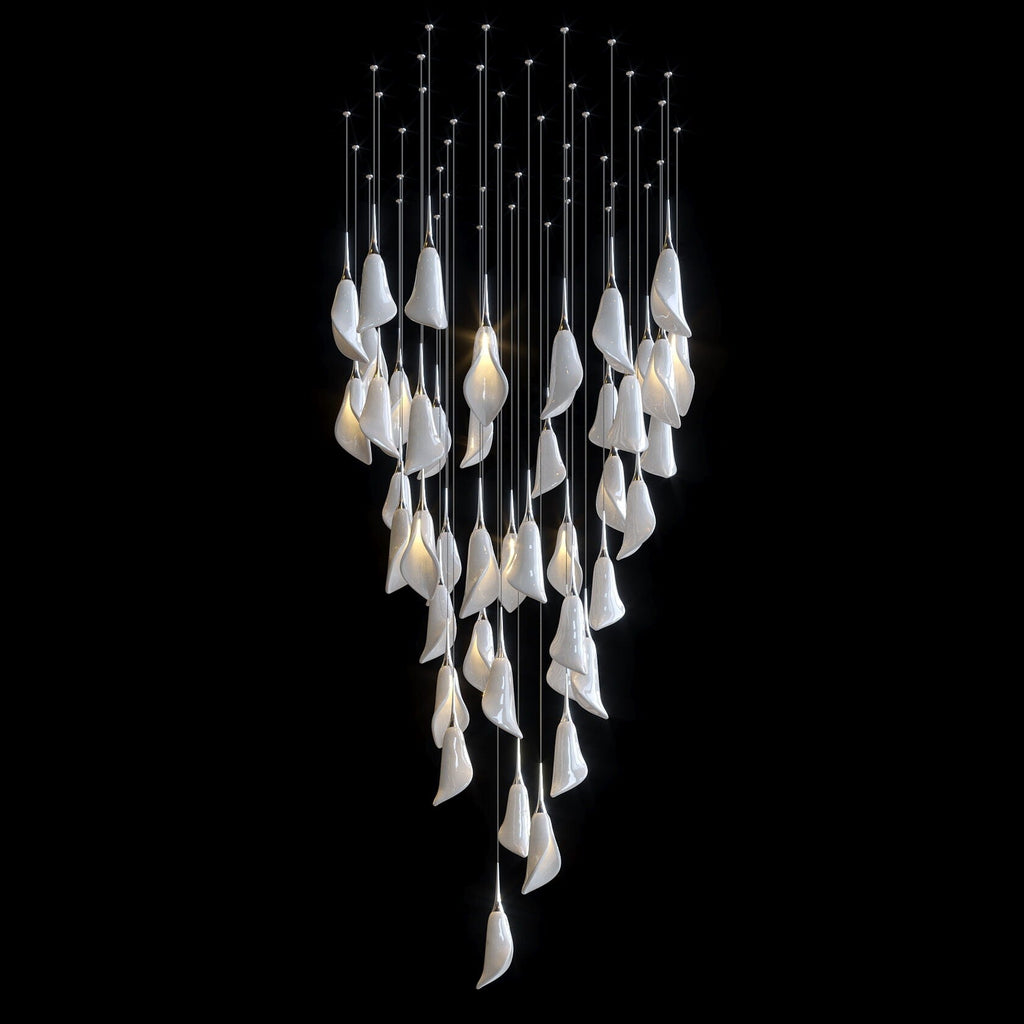 White Petal Drop Chandelier