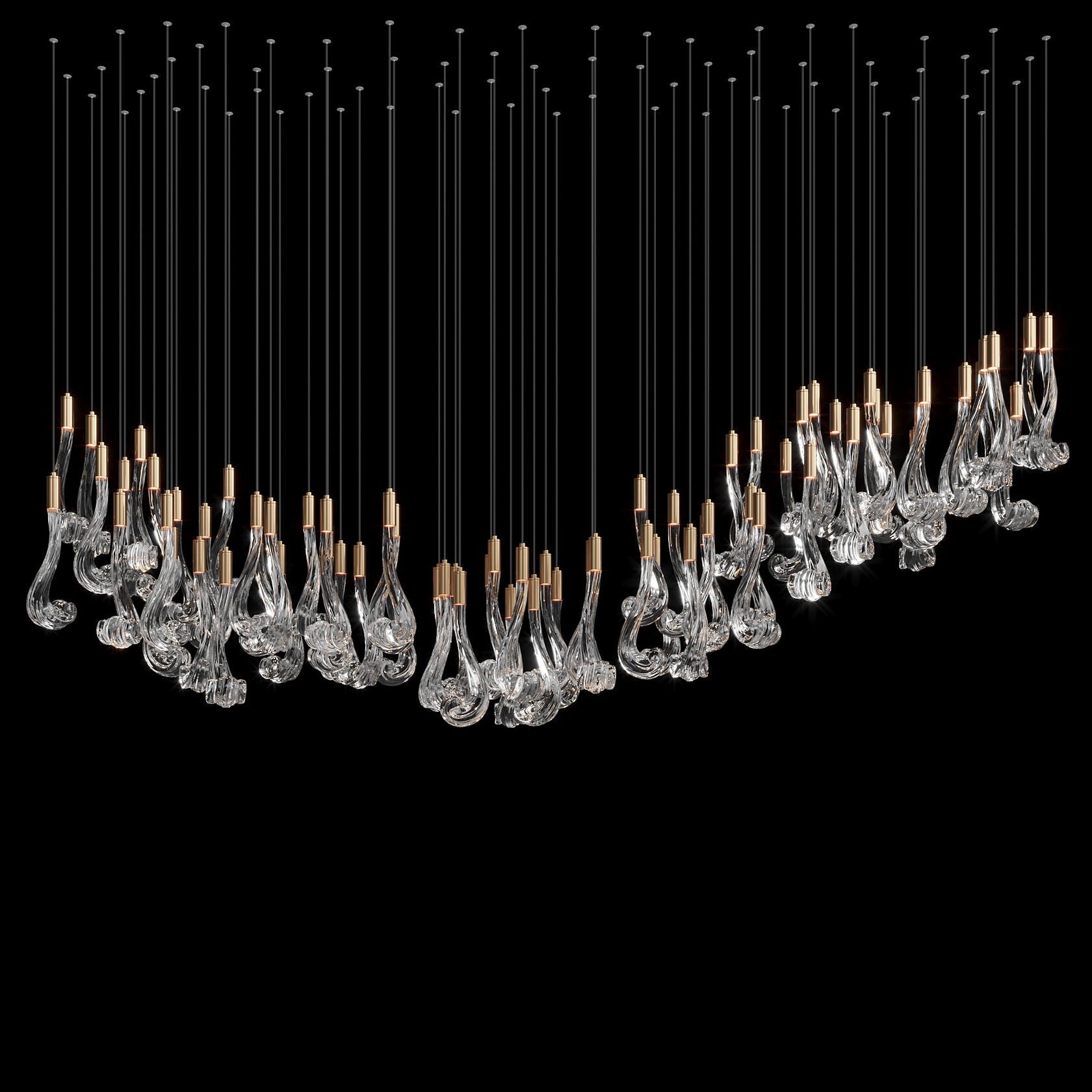 Crystal Scroll Cascade Chandelier