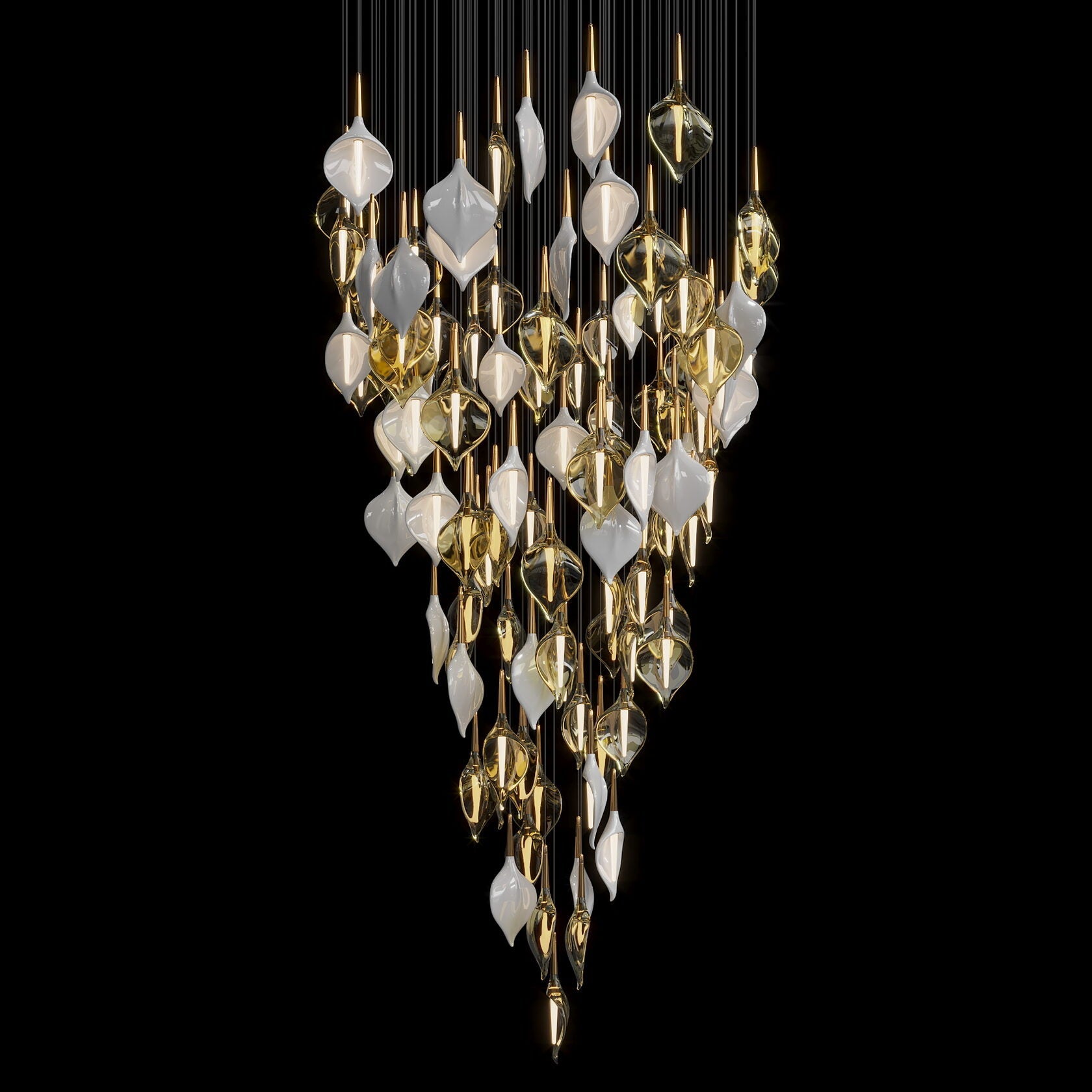 Gold Petal Cluster Chandelier