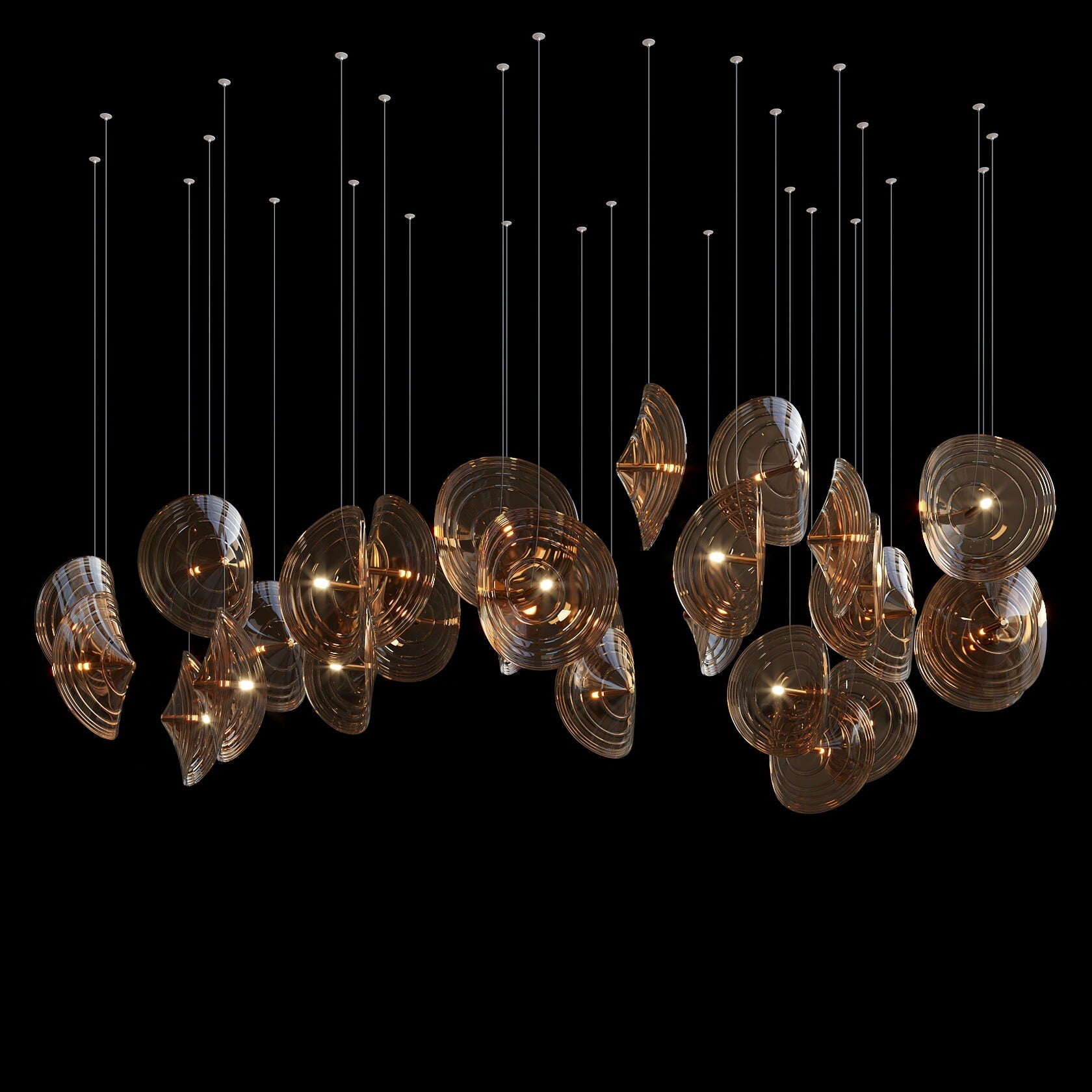 Clear Ripple Disc Cluster Chandelier