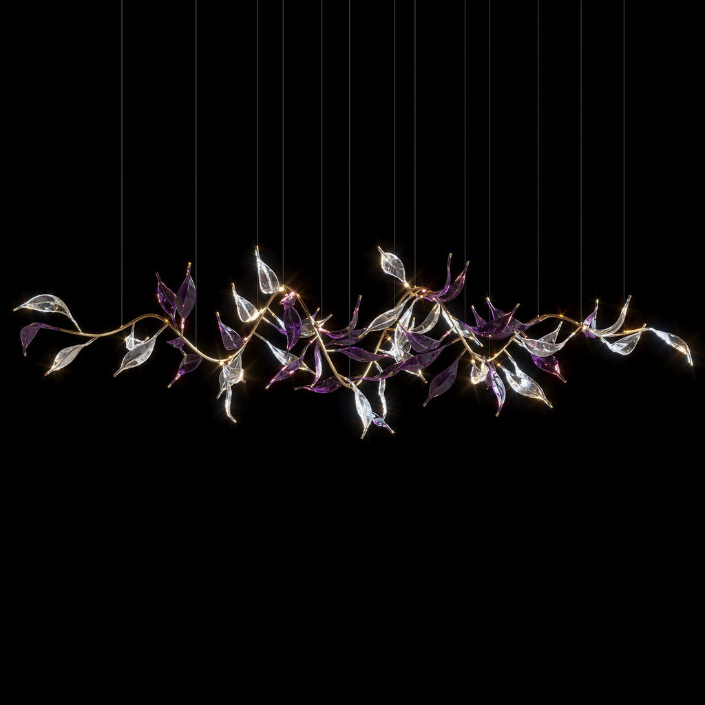 Green Glass Leaf Vine Chandelier