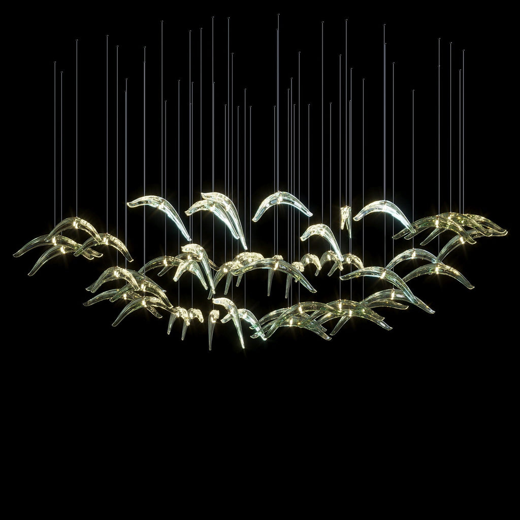 Glass Bird Flock Chandelier