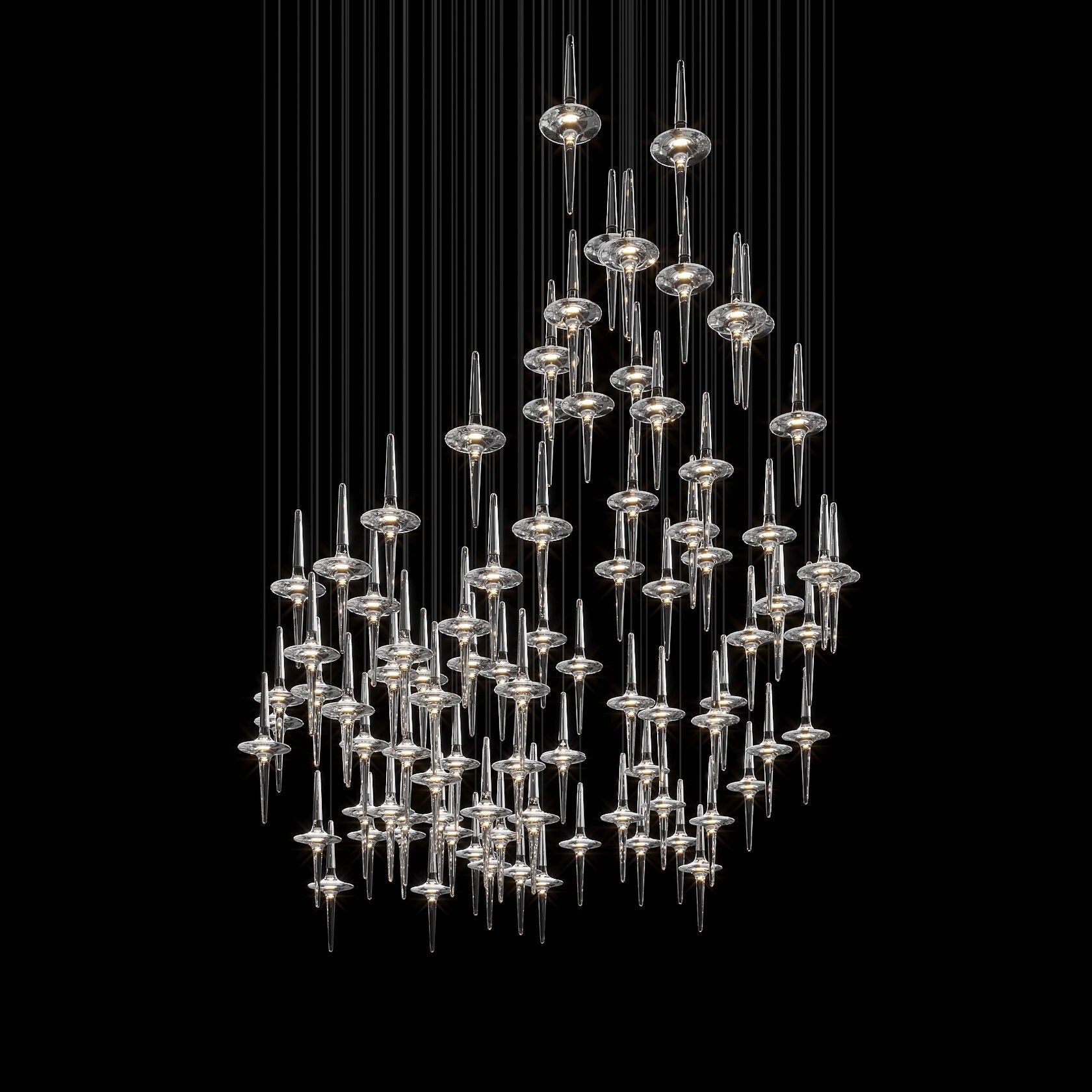 Crystal Icicle Saucer Chandelier