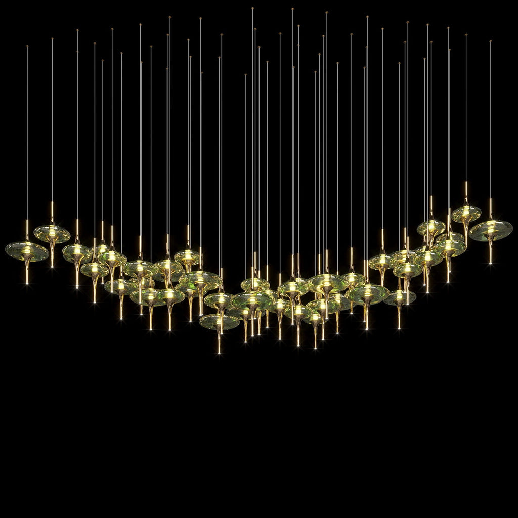 Green Glass Saucer Chandelier