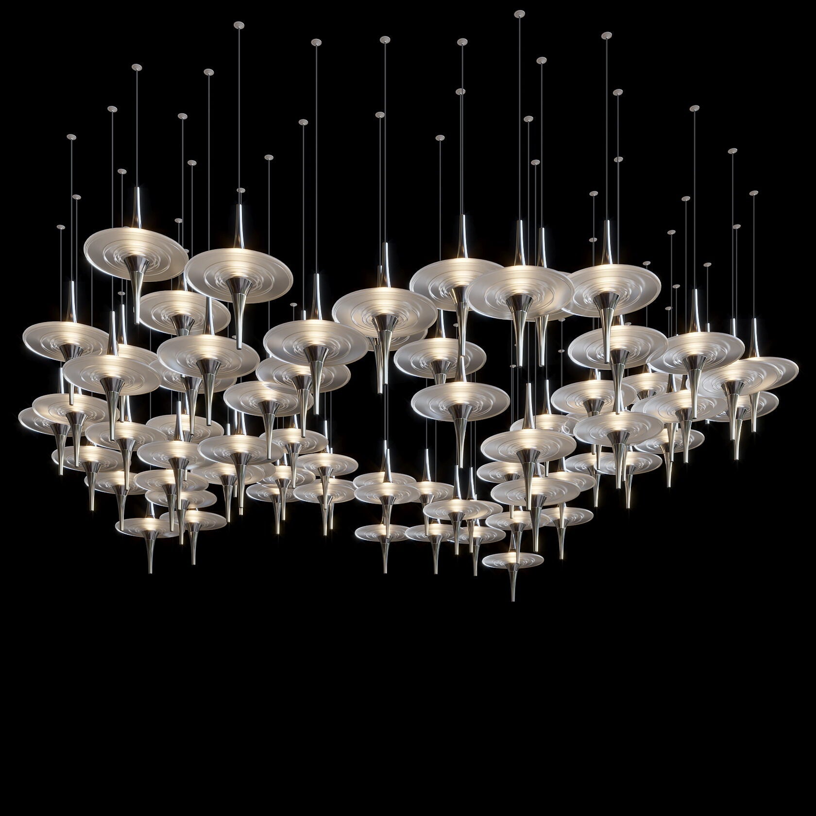 Ivory Saucer Orbit Chandelier