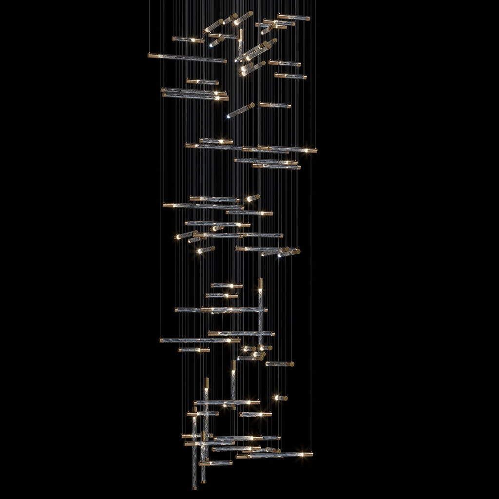 Crystal Beam Grid Chandelier
