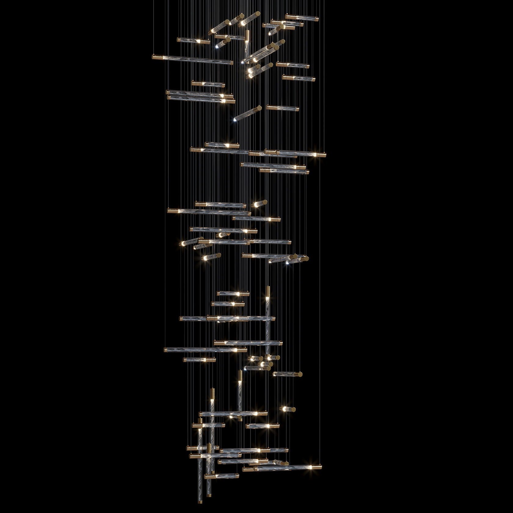 Crystal Beam Grid Chandelier