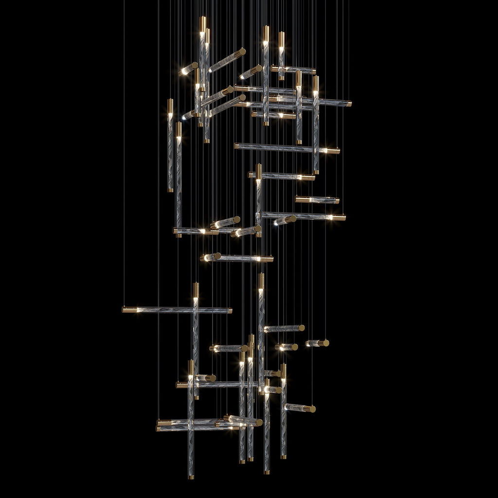 Crystal Beam Grid Chandelier