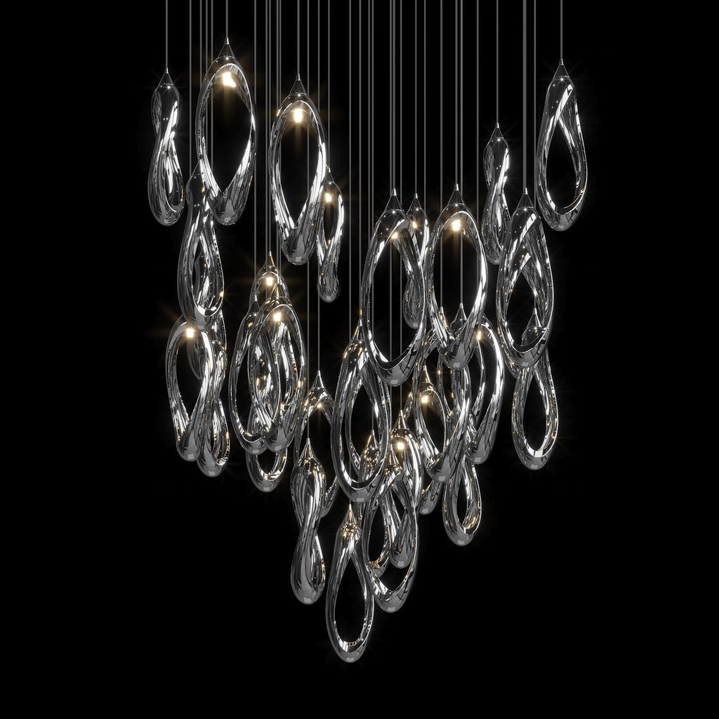 White Ribbon Loop Chandelier