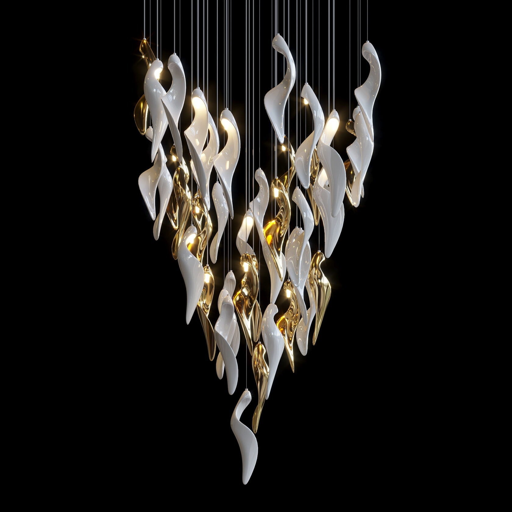 White Gold Calla Cascade Chandelier
