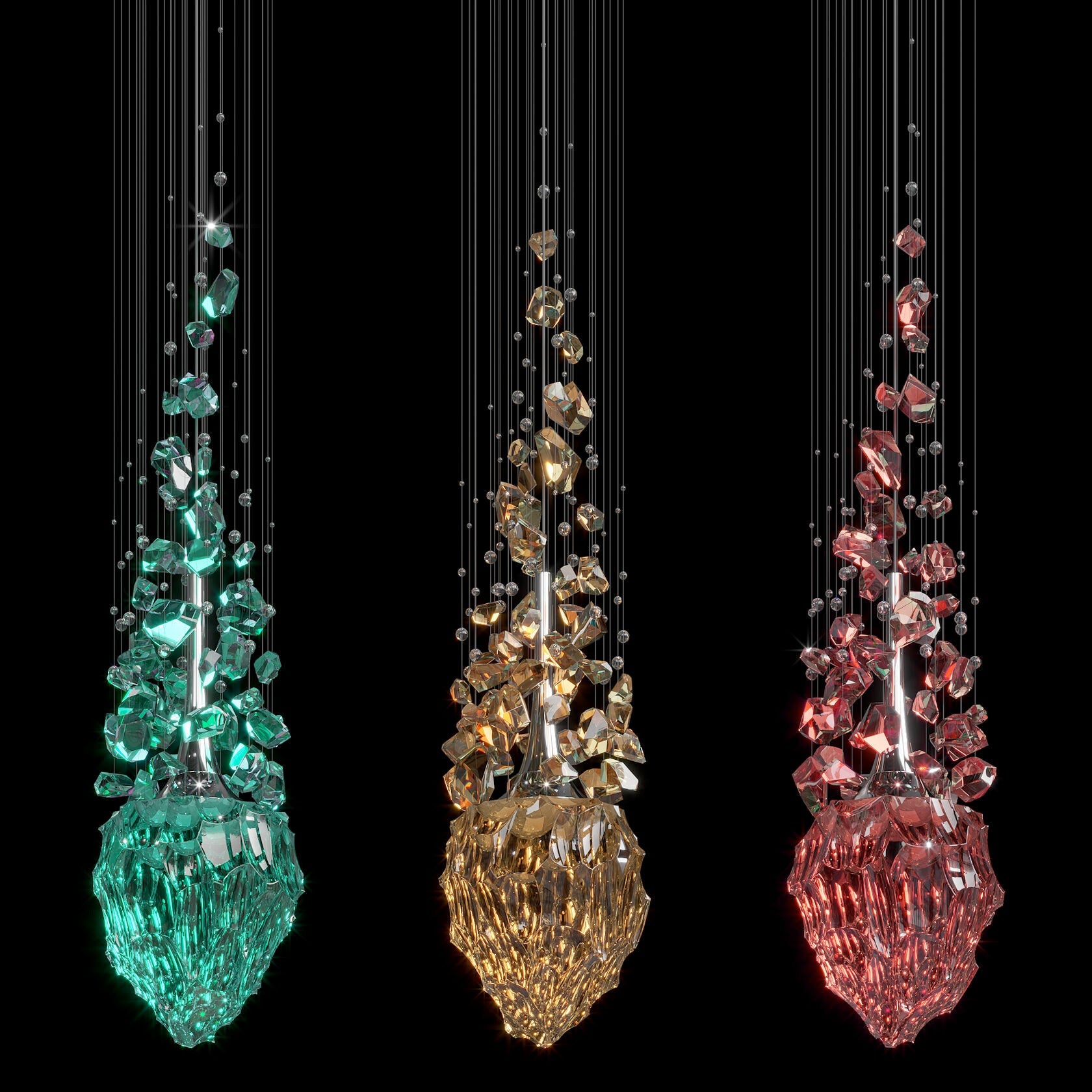 Amber Crystal Geyser Chandelier