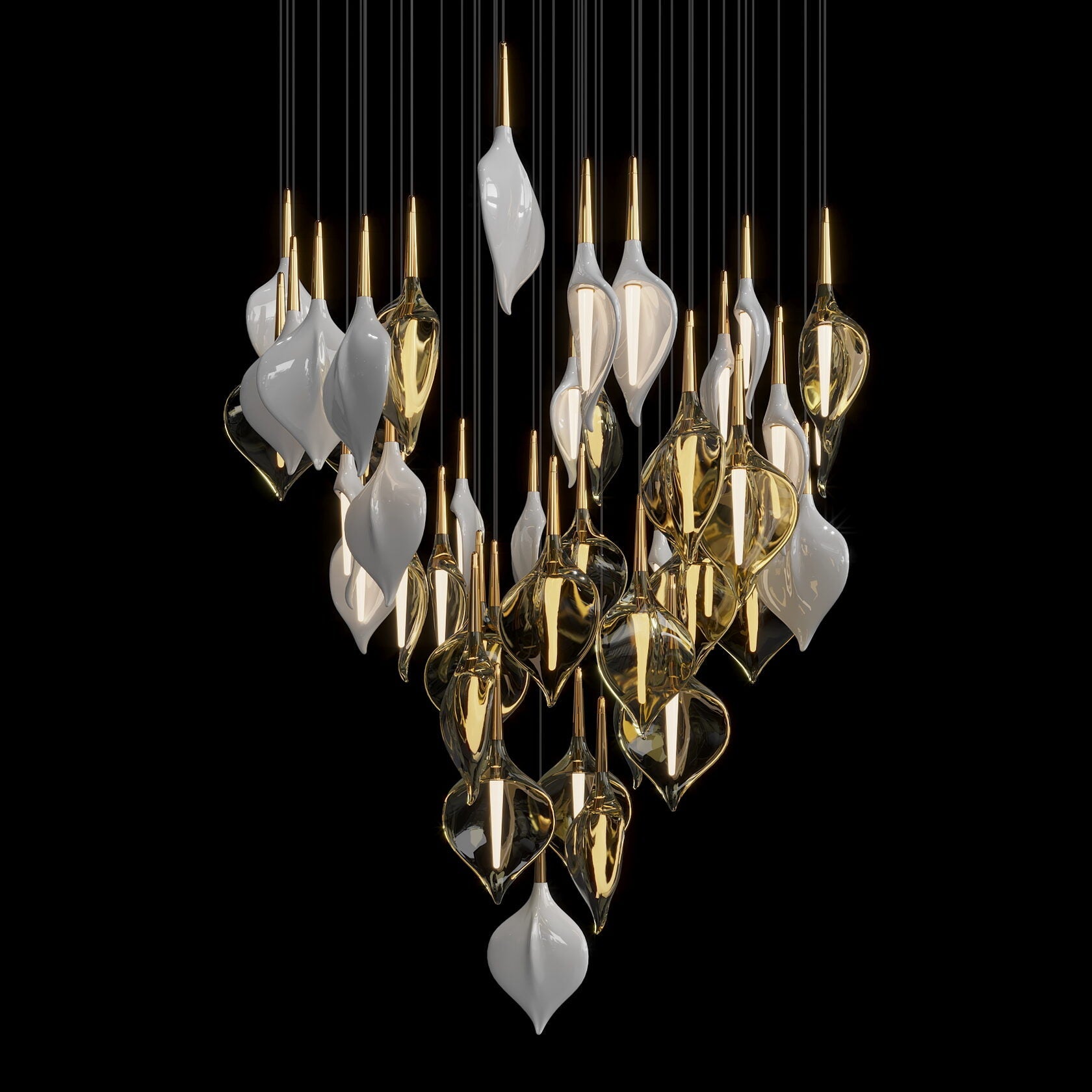 Gold Petal Cluster Chandelier