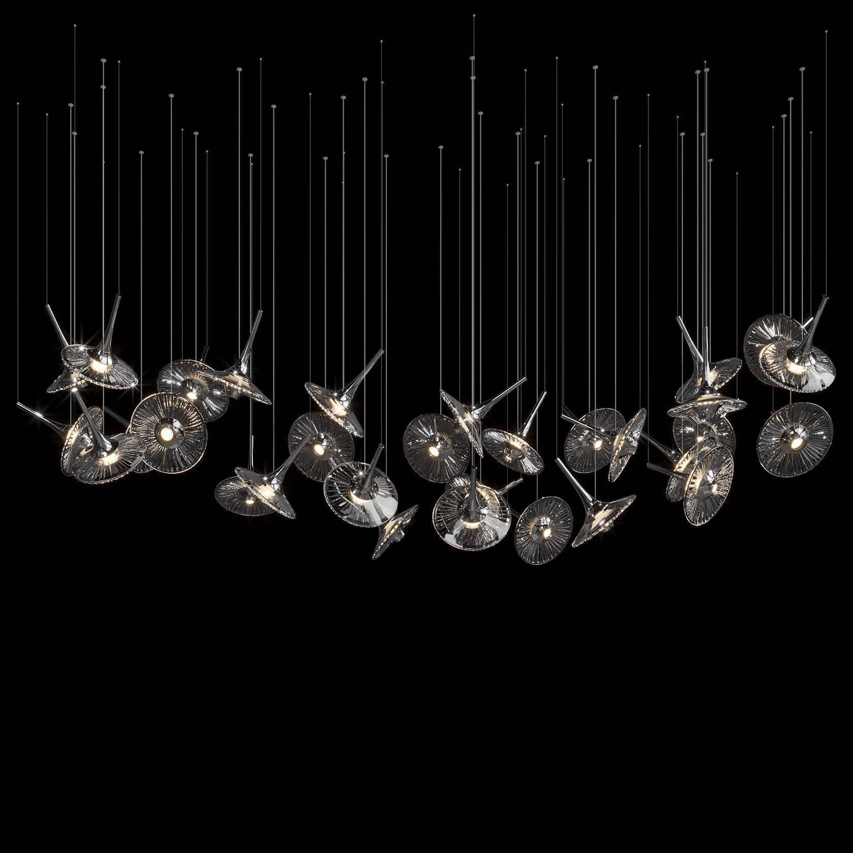 Smoke Saucer Cluster Chandelier