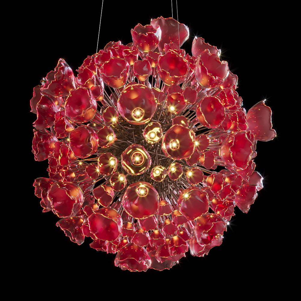 Crimson Tulip Fringe Chandelier