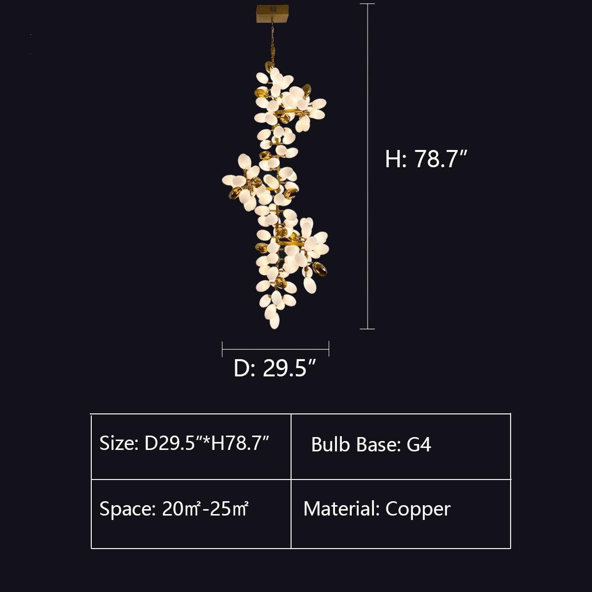 Large Branch Copper Chandelier with Grape Shape by Bling Lighting Studio