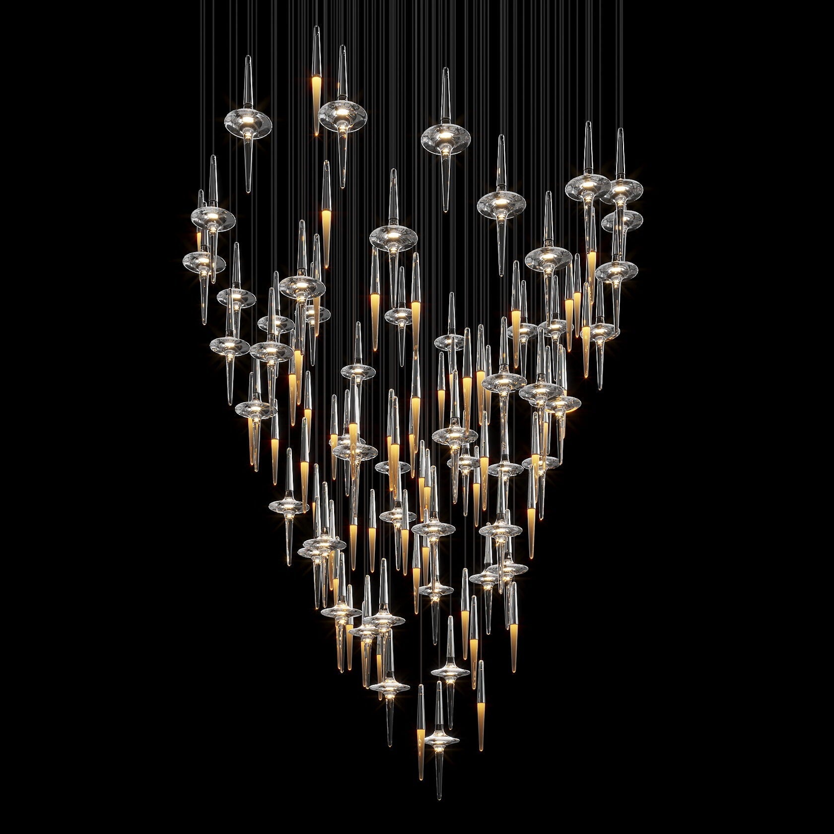 Crystal Icicle Saucer Chandelier