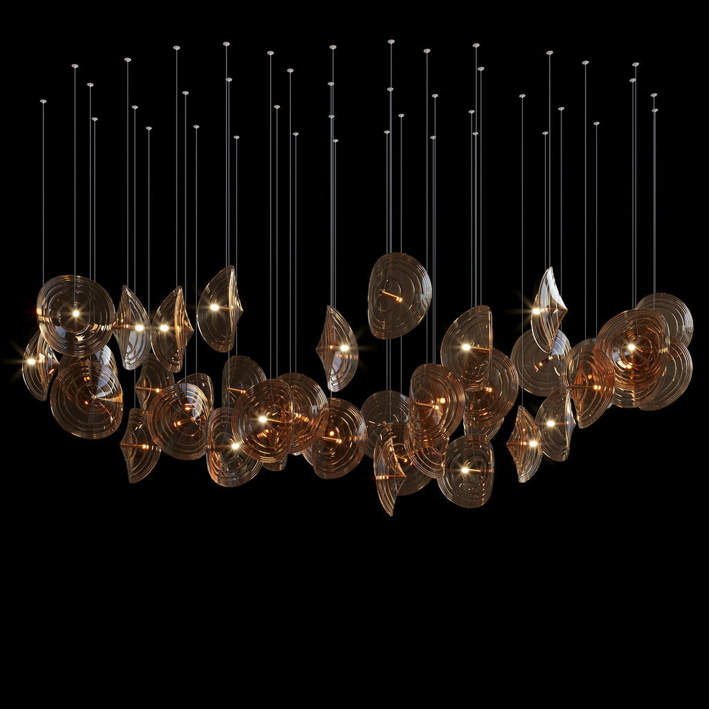 Clear Ripple Disc Cluster Chandelier