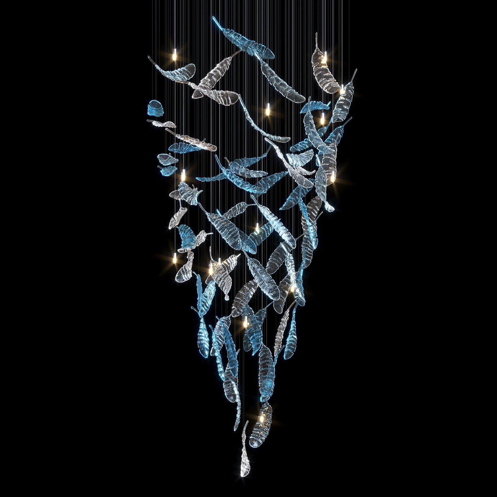 Crystal Feather Flight Chandelier