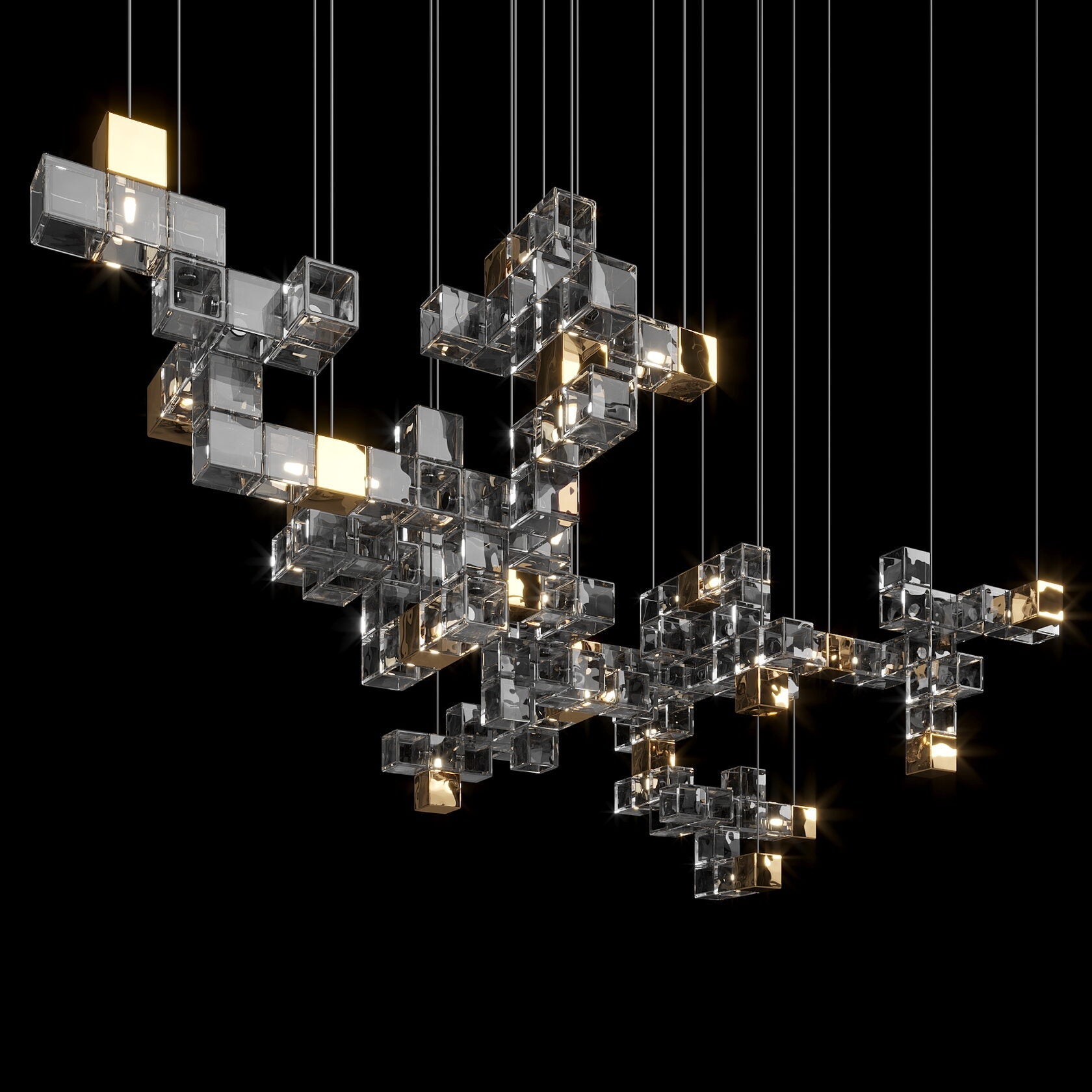 Smoke Cube Grid Chandelier