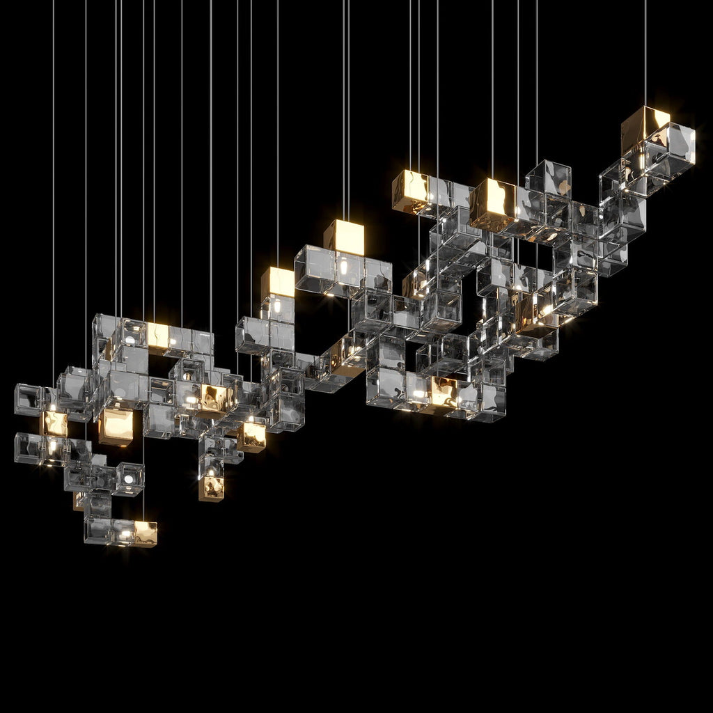 Smoke Cube Grid Chandelier