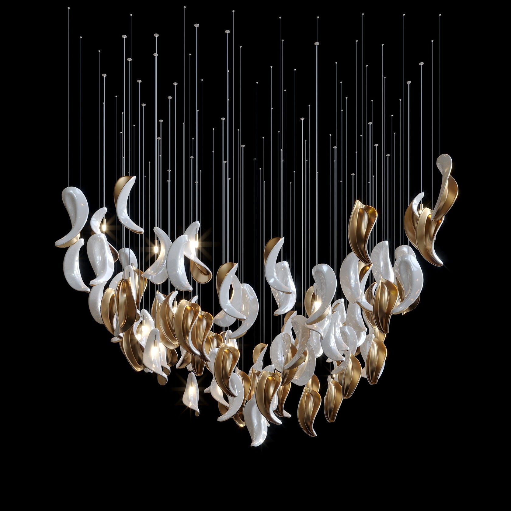 White Crescent Cascade Chandelier