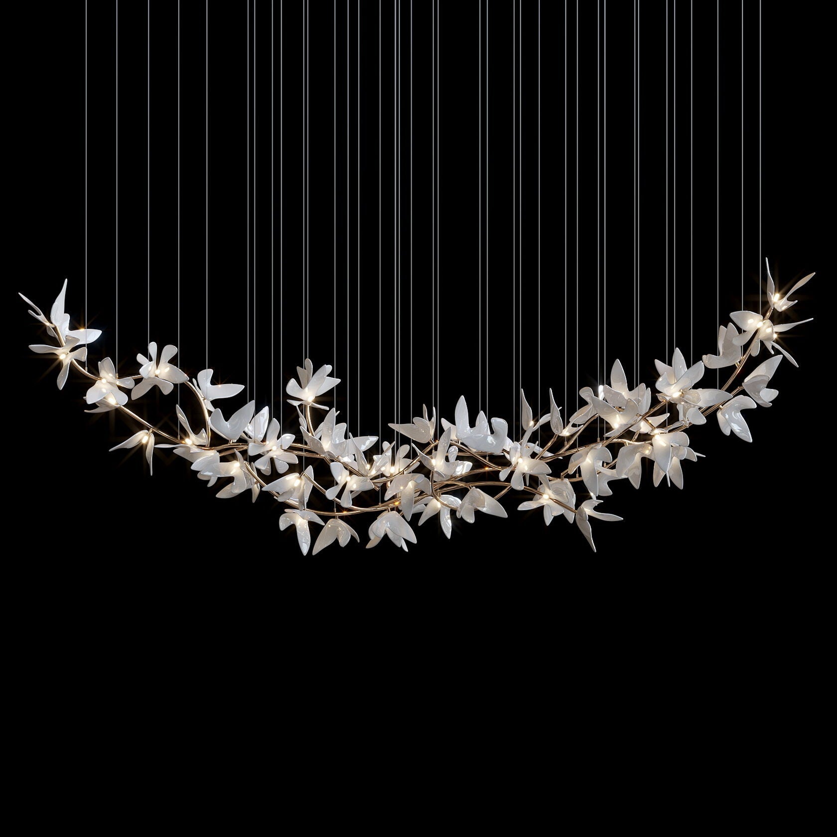 White Orchid Garland Chandelier