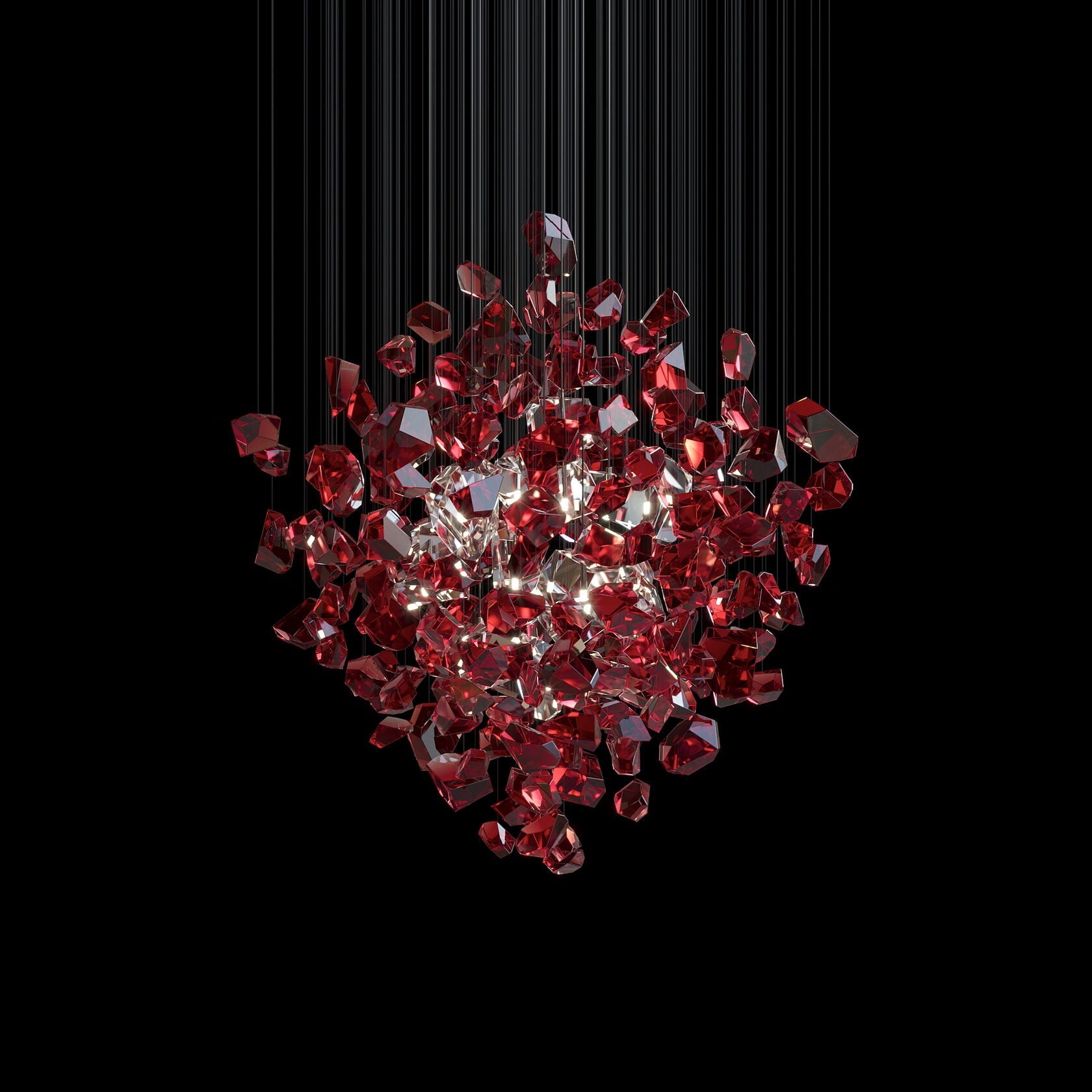 Crimson Crystal Scatter Chandelier
