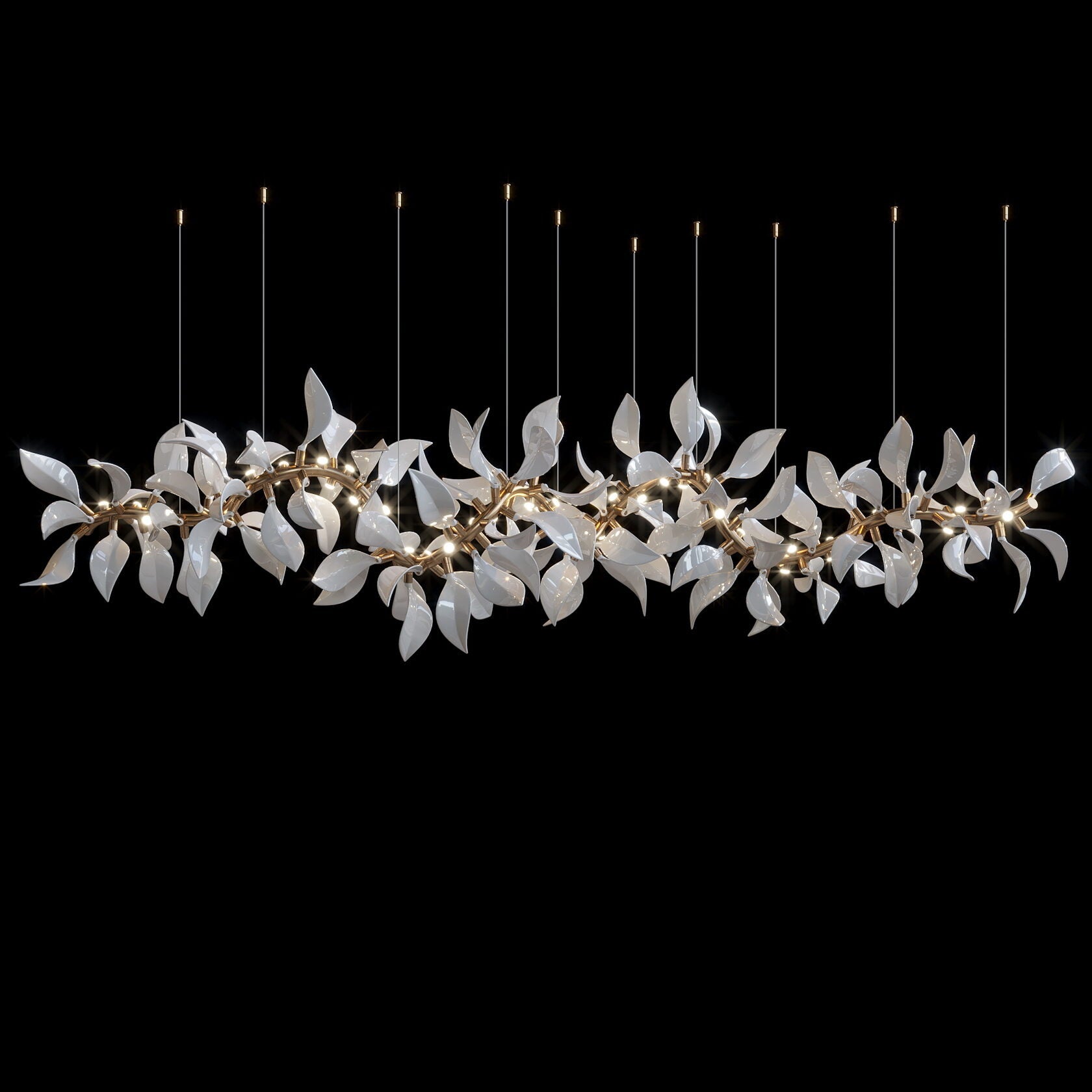 White Leaf Vine Chandelier