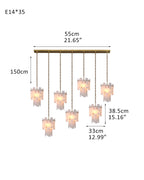 Tired Alabaster marble Cluster Chandelier 13" with adjustable chain