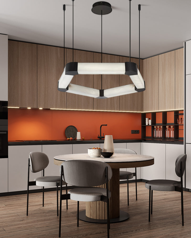 Alabaster Pentagon Ring Suspension Chandelier by Bling Lighting Studio