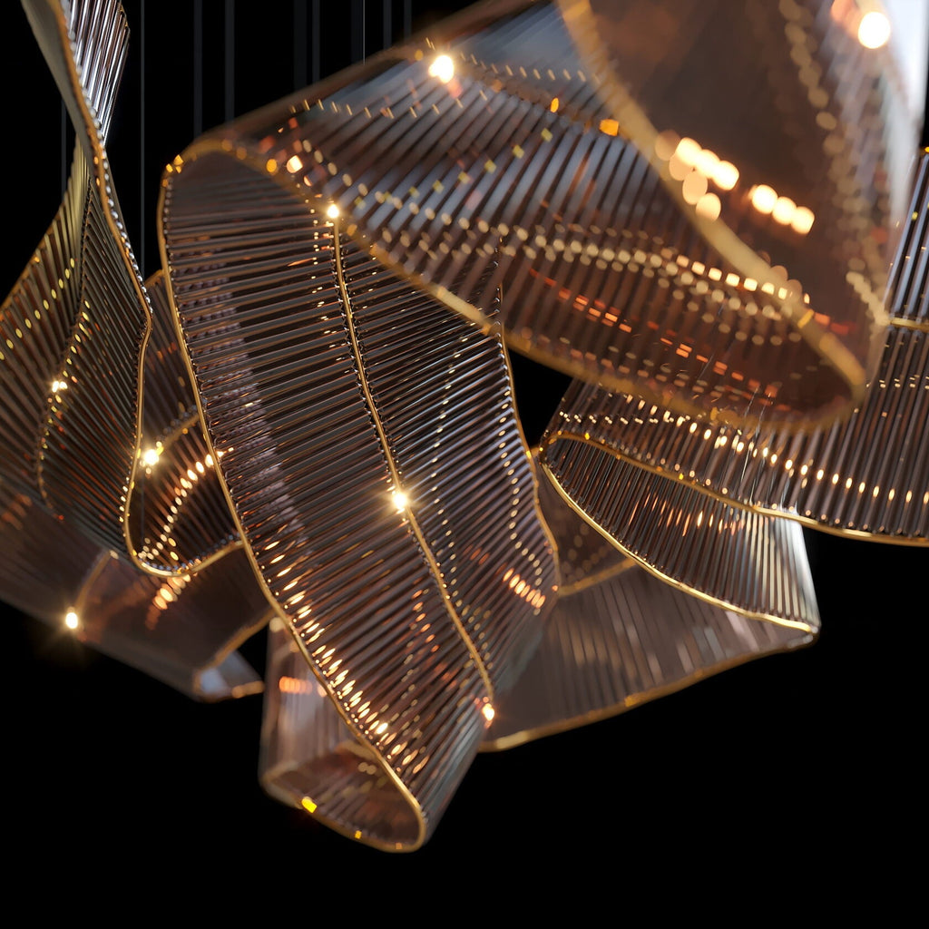 Bronze Ribbon Wave Chandelier