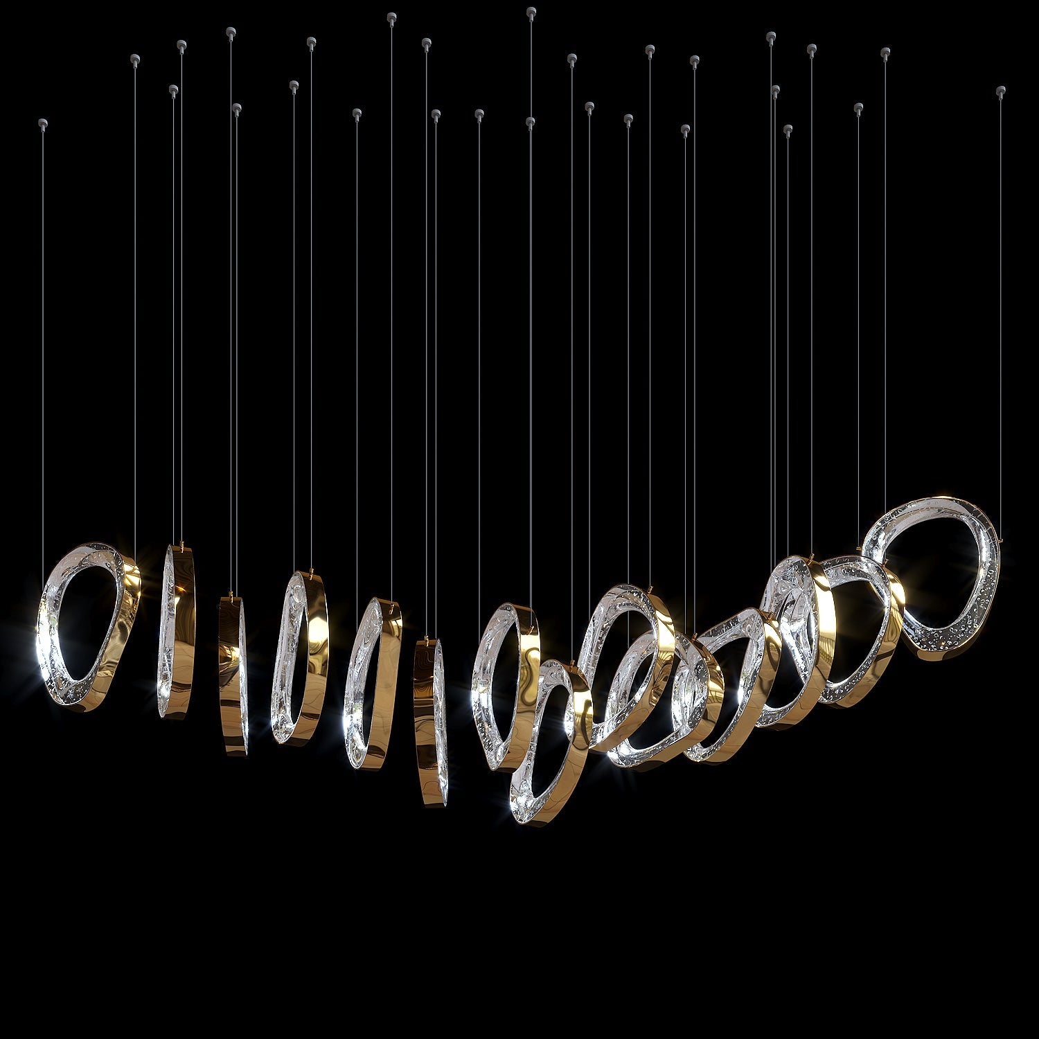 Gold Crystal Loop Chandelier