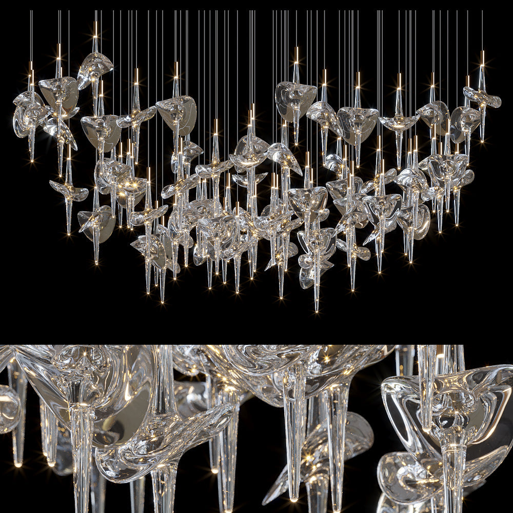 Crystal Disc Spire Chandelier