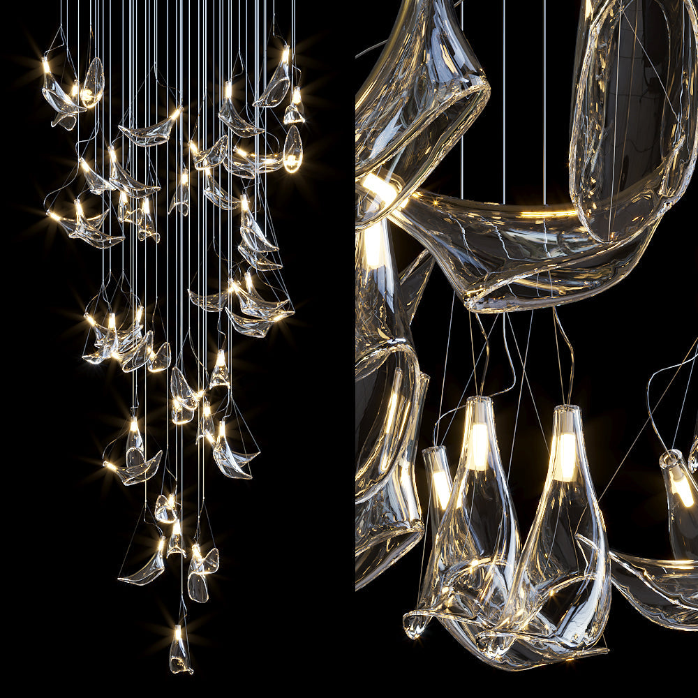 Clear Manta Cascade Chandelier
