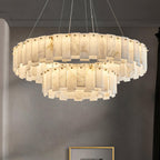 Halos Alabaster Round/Square Chandelier by Bling Lighting Studio