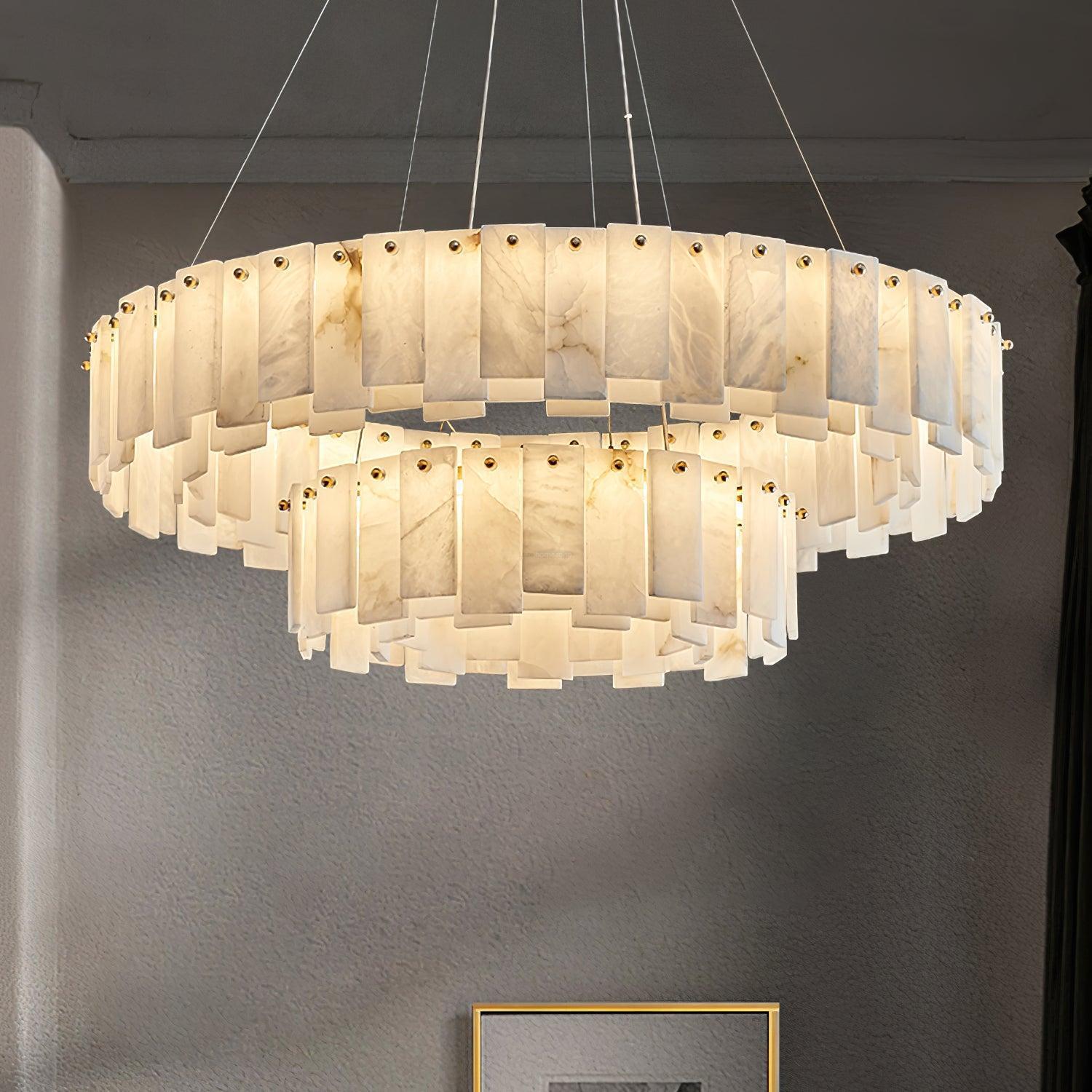 Halos Alabaster Round/Square Chandelier by Bling Lighting Studio