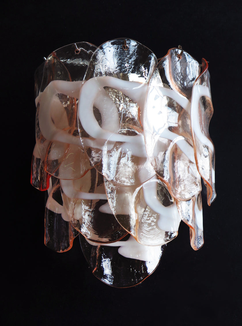 Murano Wall Lamp | 10 Pink Crostoli Glass | Set of 2