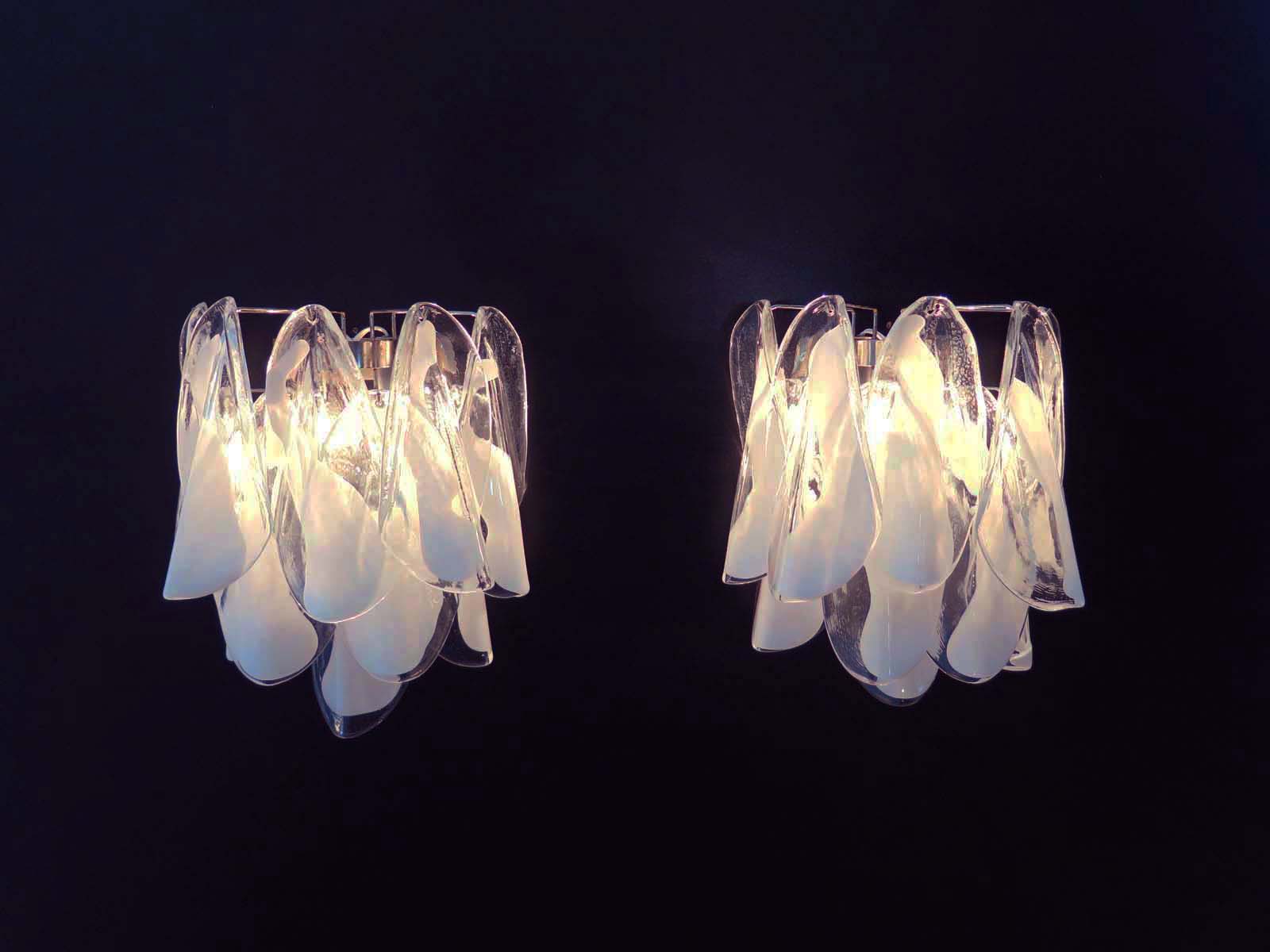 Murano Wall Lamp | 20 Clear White Rondini Glass | Set of 2