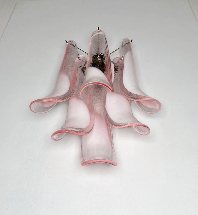 Murano Wall Lamp | 6 Pink Lattimo Petal Glass | Set of 2