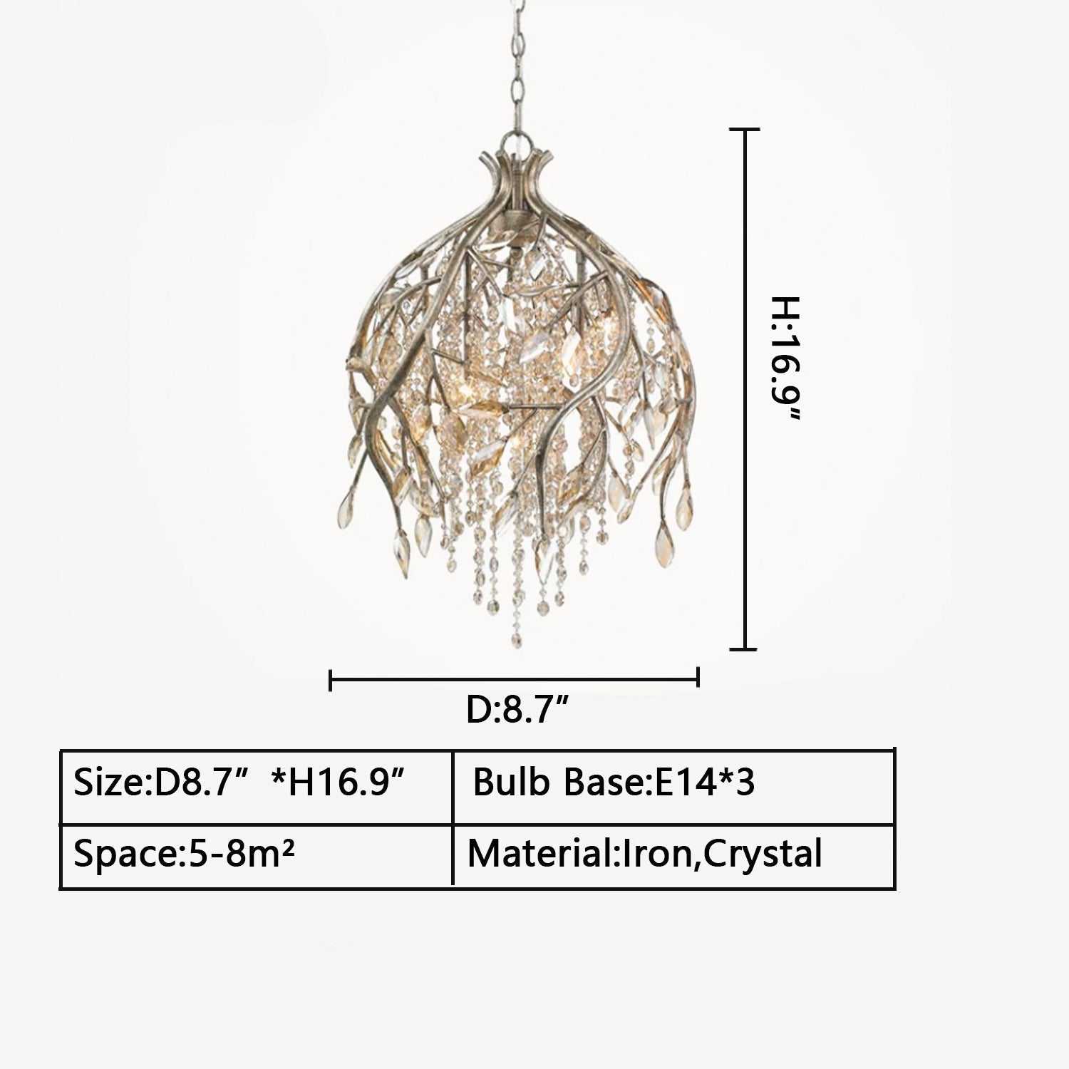 Vintage Style Designer Creative Branch Crystal Pendant For Dining Table/Entryway by Bling Lighting Studio