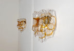 Murano Wall Lamp | 10 White Crostoli Glass | Set of 2