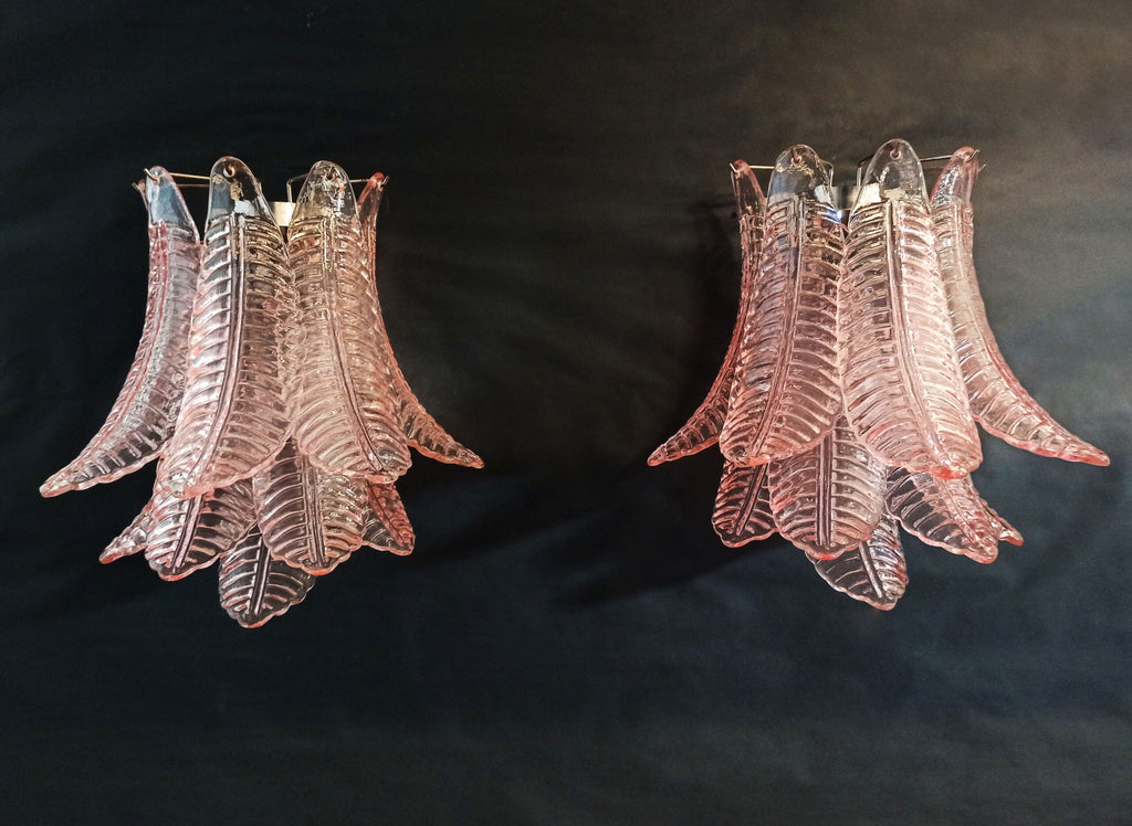 Murano Wall Lamp | 10 Pink Felci Glass | Set of 2