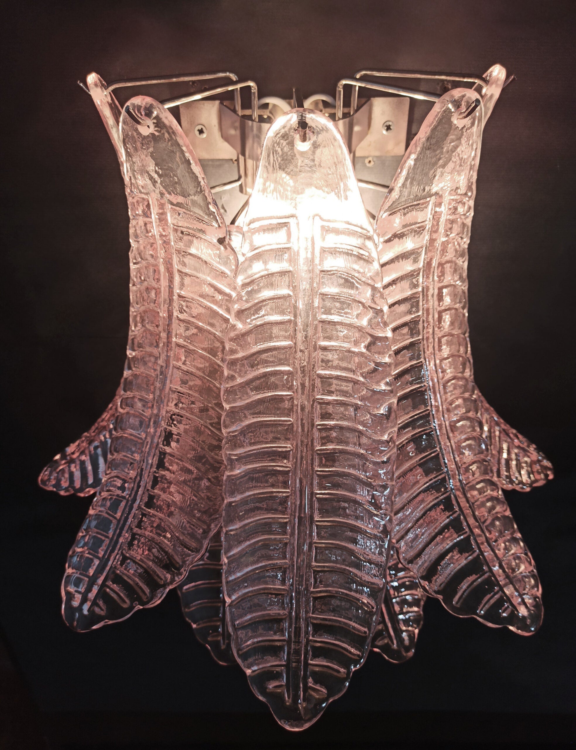 Murano Wall Lamp | 10 Pink Felci Glass | Set of 2