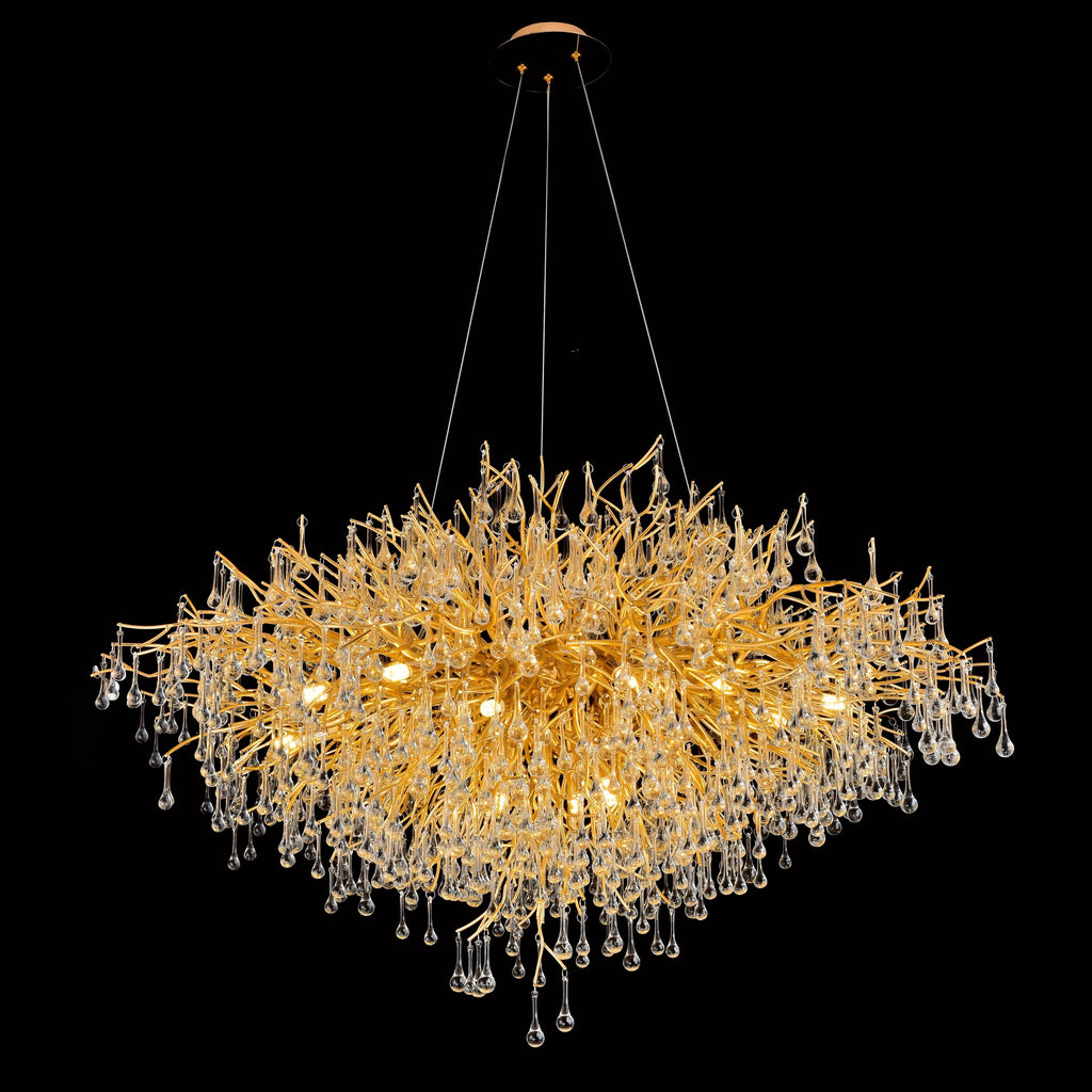 Le Saint Branch Brass Round Teardrop Chandelier by Bling Lighting Studio