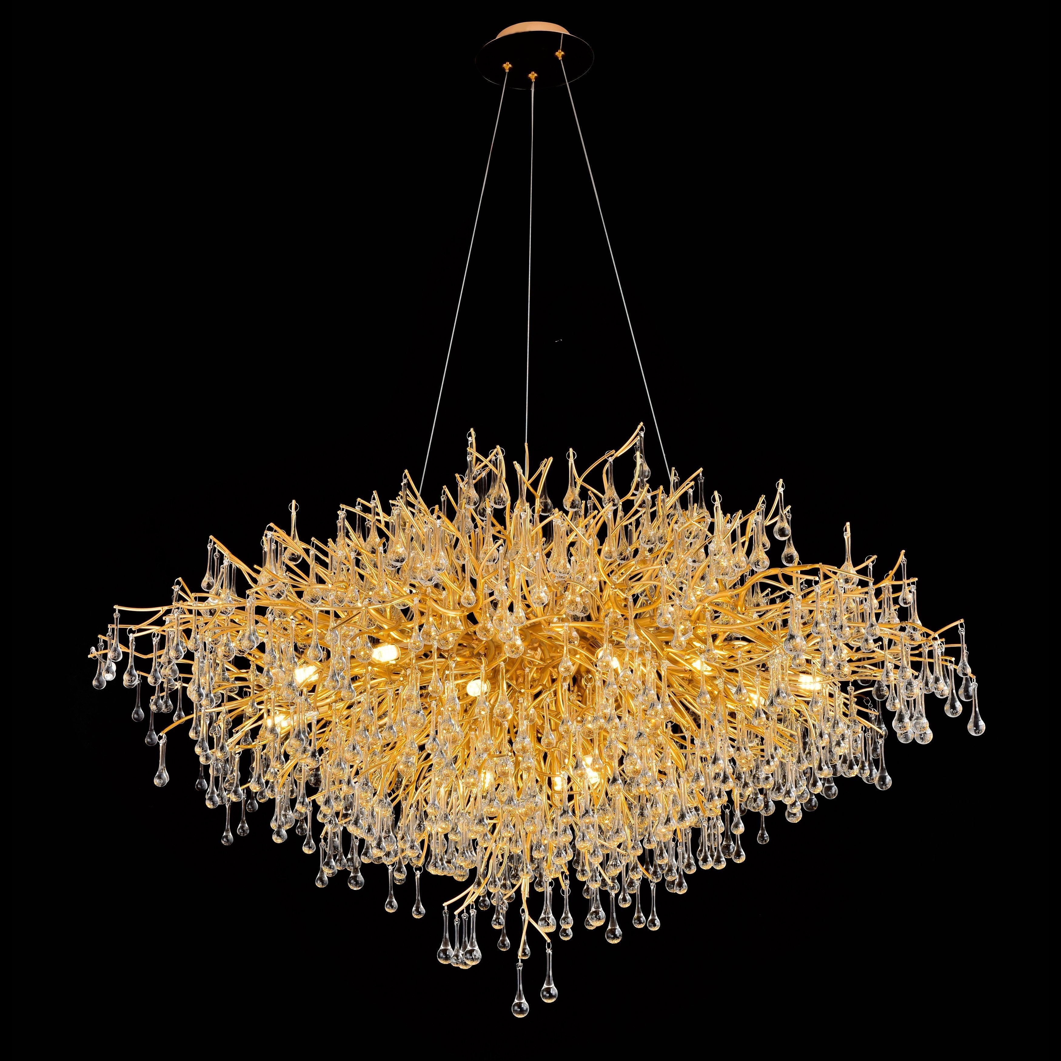 Le Saint Branch Brass Round Teardrop Chandelier by Bling Lighting Studio
