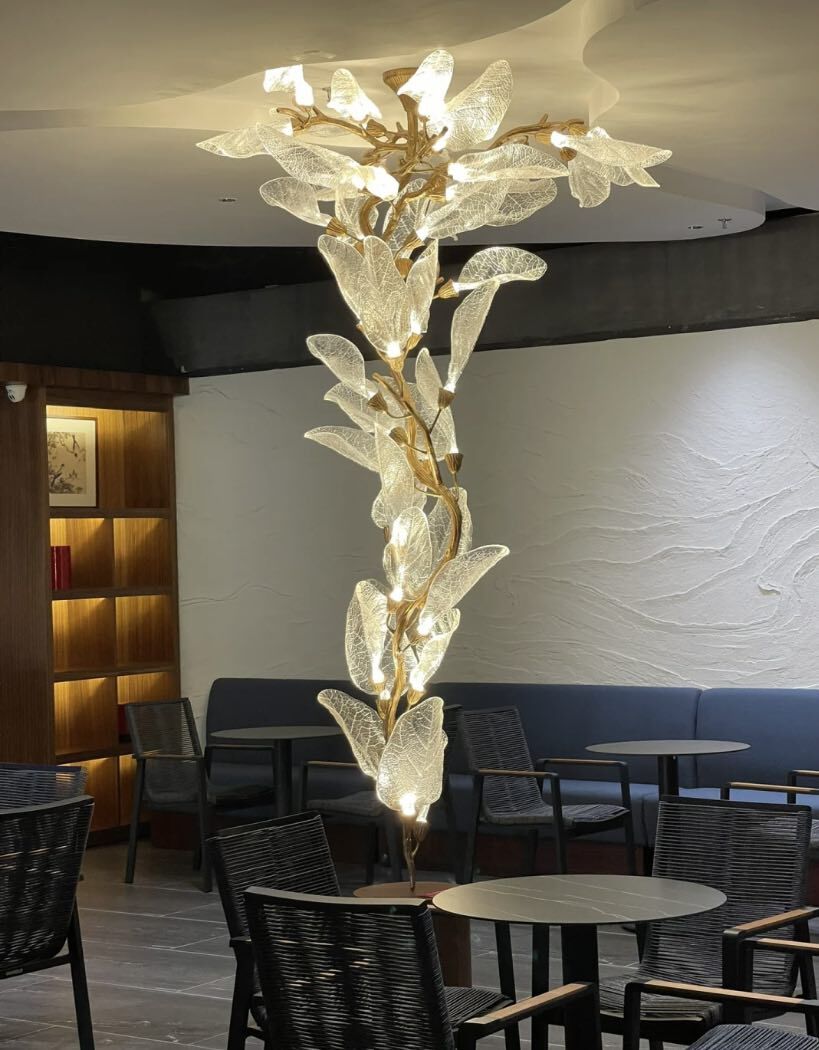 Creative Bionic Resin Leaves Chandelier for Living Room/Dining Room/Staircase by Bling Lighting Studio