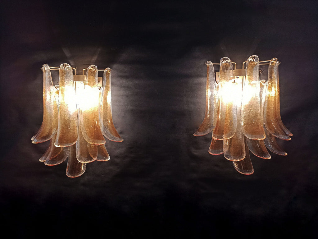 Murano Wall Lamp | 10 Yellow Petal Glass | Set of 2